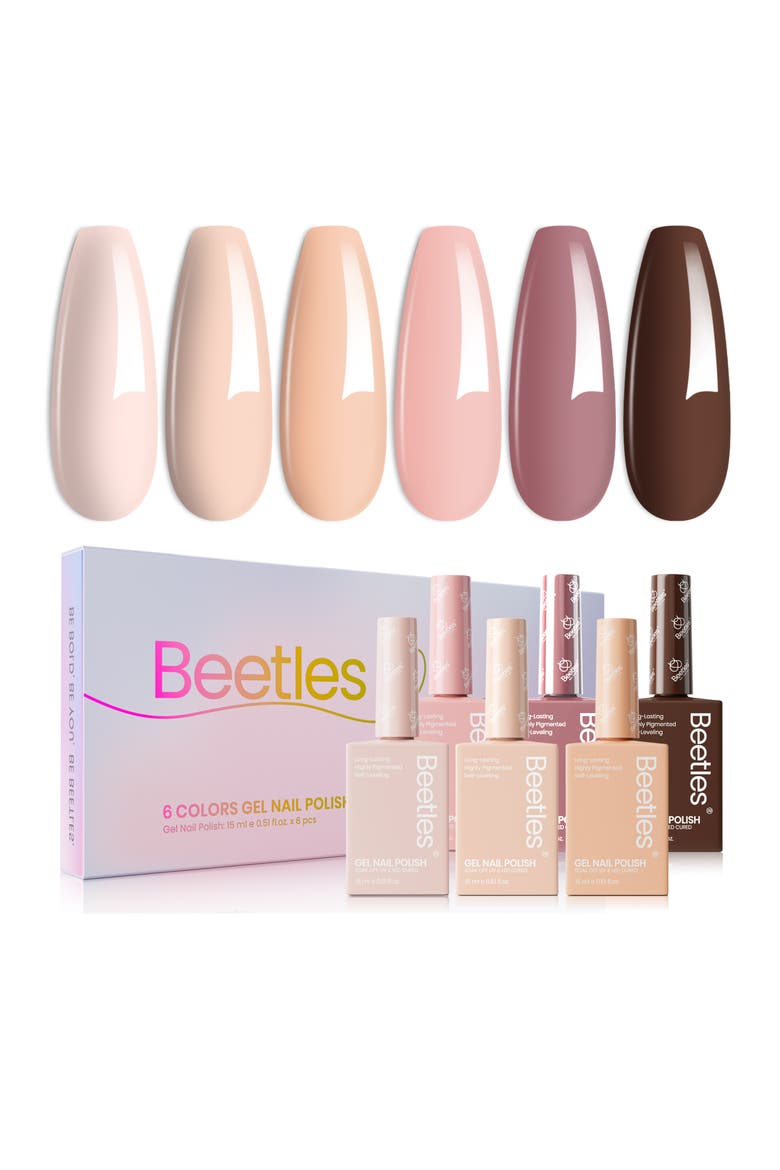 Neutral Nude Gel Polish Set 6 Colors, Main, color, Light Skin Dark Brown