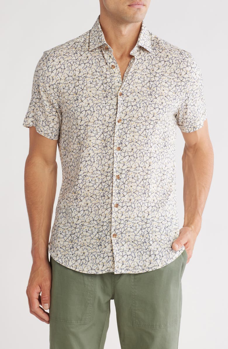 SOUL OF LONDON Short Sleeve Sport Shirt, Main, color, Tan/ Brun Clair