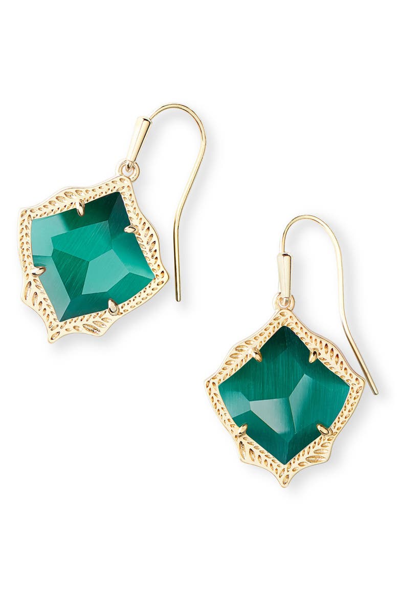 Kyrie Drop Earrings, Main, color, GOLD/ EMERALD CATS EYE