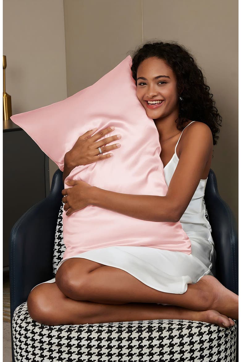 22Momme Mulberry Silk Hidden Zipper Pillowcase, Alternate, color, Pink