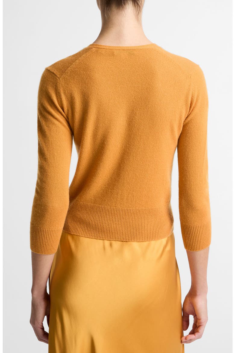 Elbow Sleeve V-Neck Cashmere & Silk Cardigan, Alternate, color, CLEMENTINE