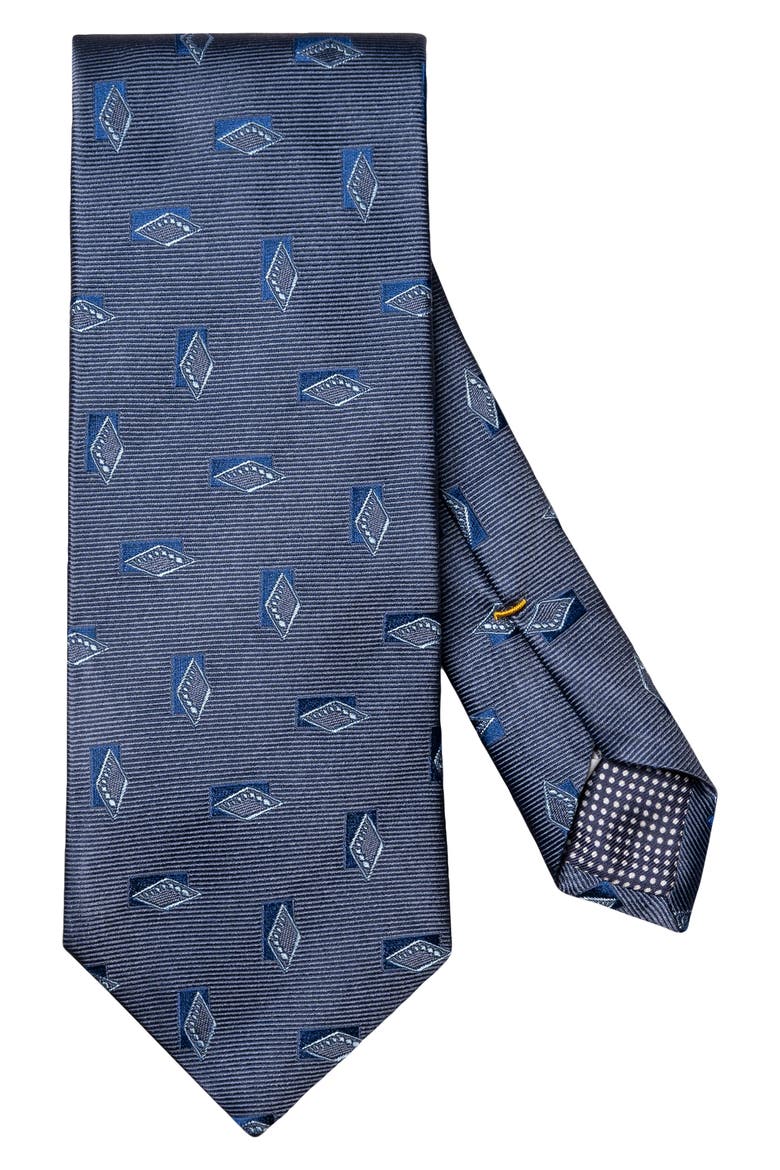 Diamond Woven Silk Tie, Main, color, DARK BLUE
