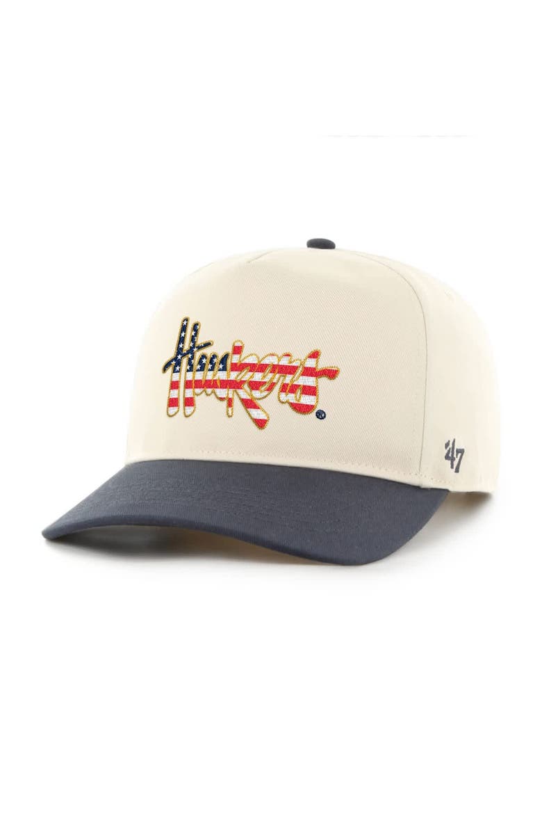 Men's '47 Natural/Navy Nebraska Huskers Americana Flag Hitch Adjustable Hat, Main, color, Natural