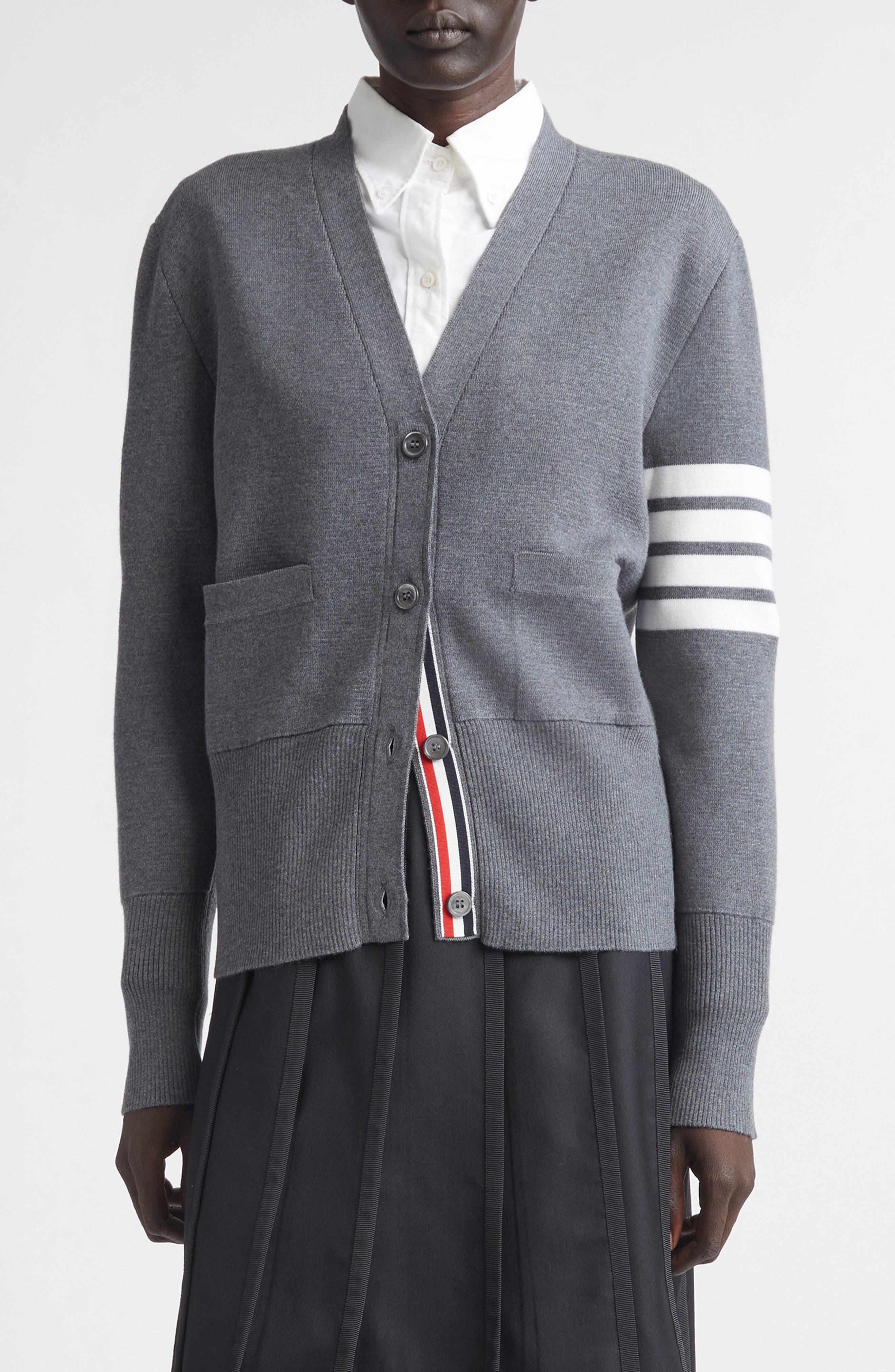 4-Bar Merino Wool Cardigan