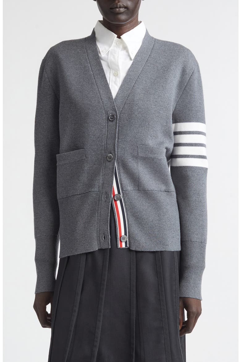 4-Bar Merino Wool Cardigan, Main, color, MED GREY