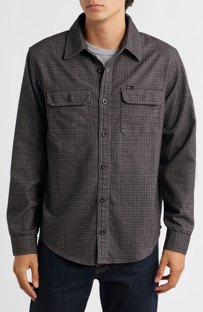 AG Wesley Relaxed Fit Utility Button-Up Shirt, Alternate, color, Tweedy Houndstooth Maroon Mult