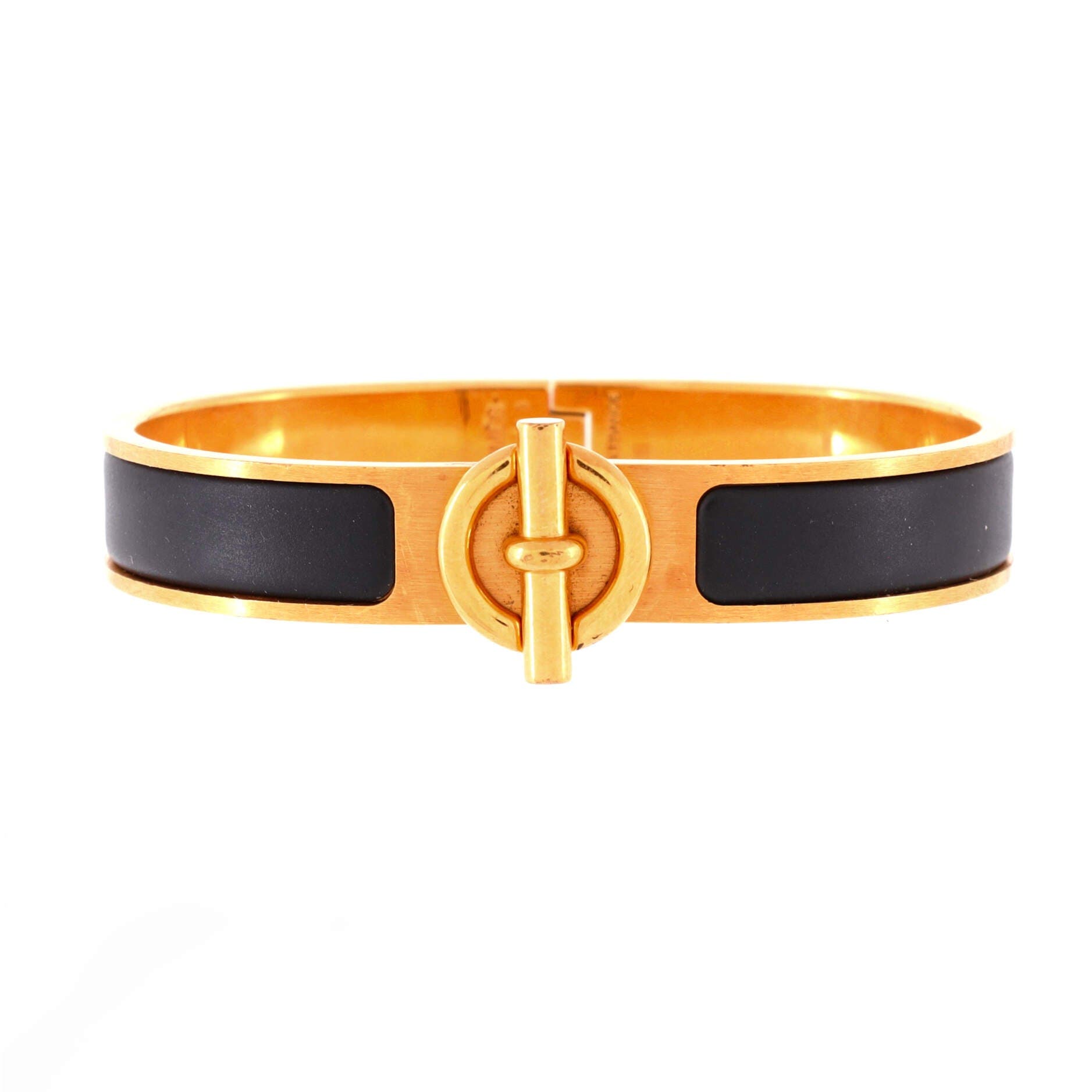 Pre-Owned Hermes Clic Glenan Bracelet Metal and Enamel, Main, color, Gold