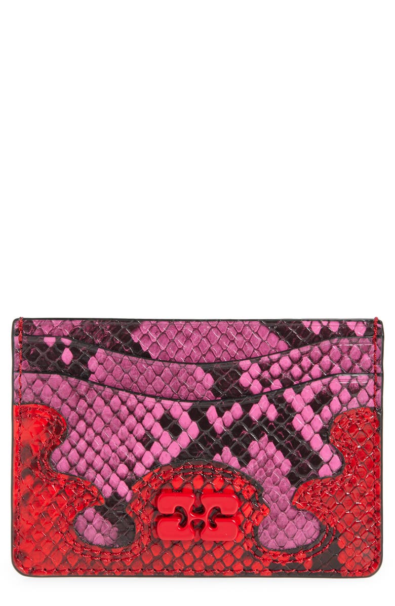 Ganni Bou Card Holder, Main, color, Raspberry