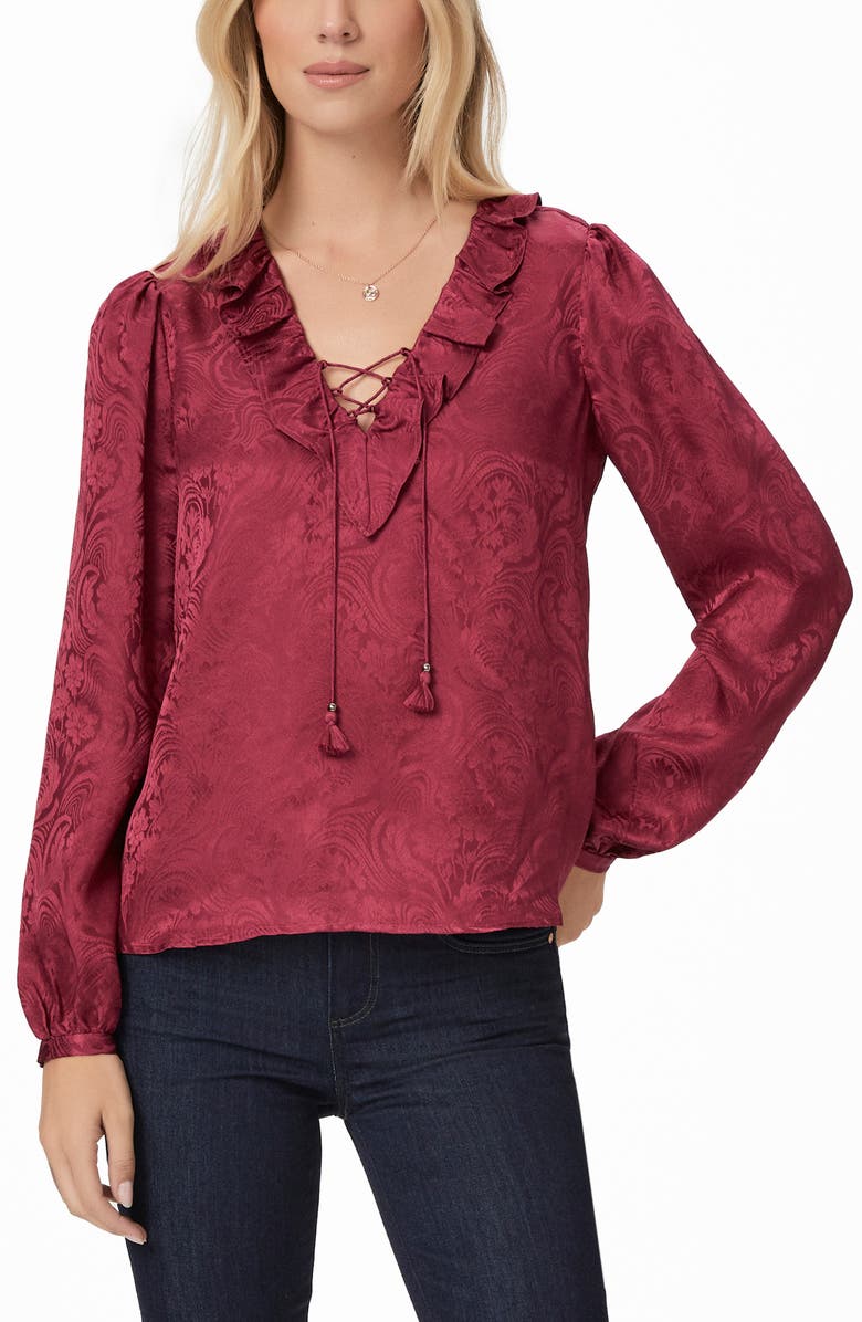 PAIGE Ilara Jacquard Silk Top, Alternate, color, Brryjm