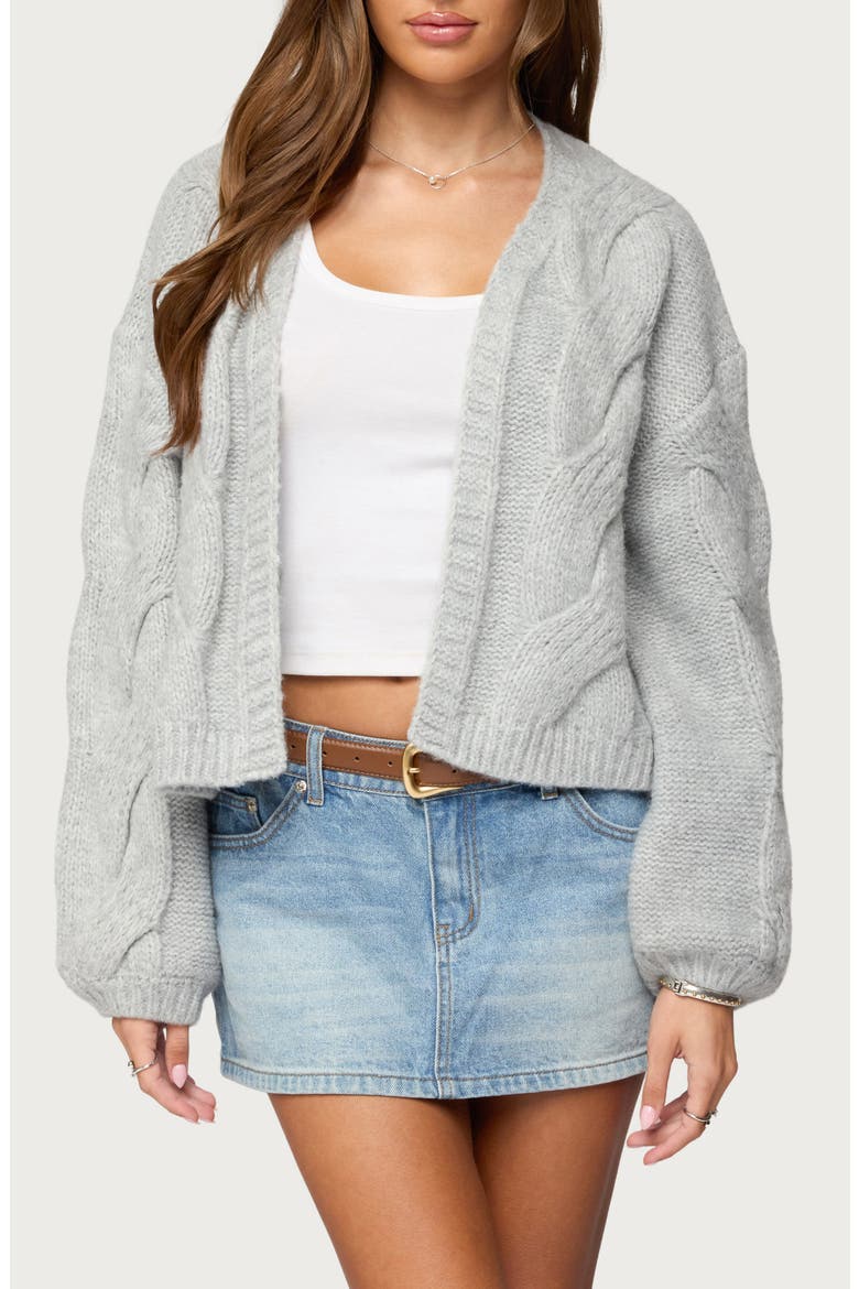 Braiden Chunky Cable Stitch Cardigan, Main, color, LIGHT-GREY-MELANGE