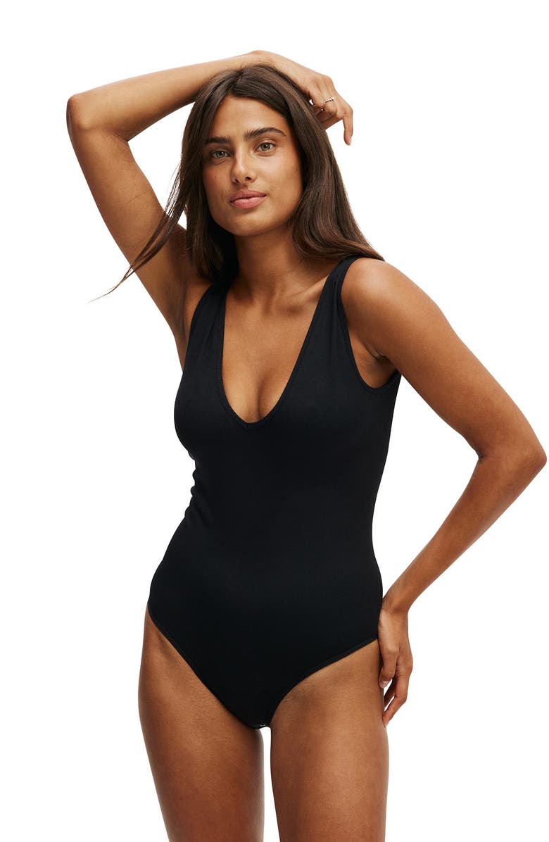 COTTON ON BODY Women's Seamless Plunge Bodysuit, Main, color, Black