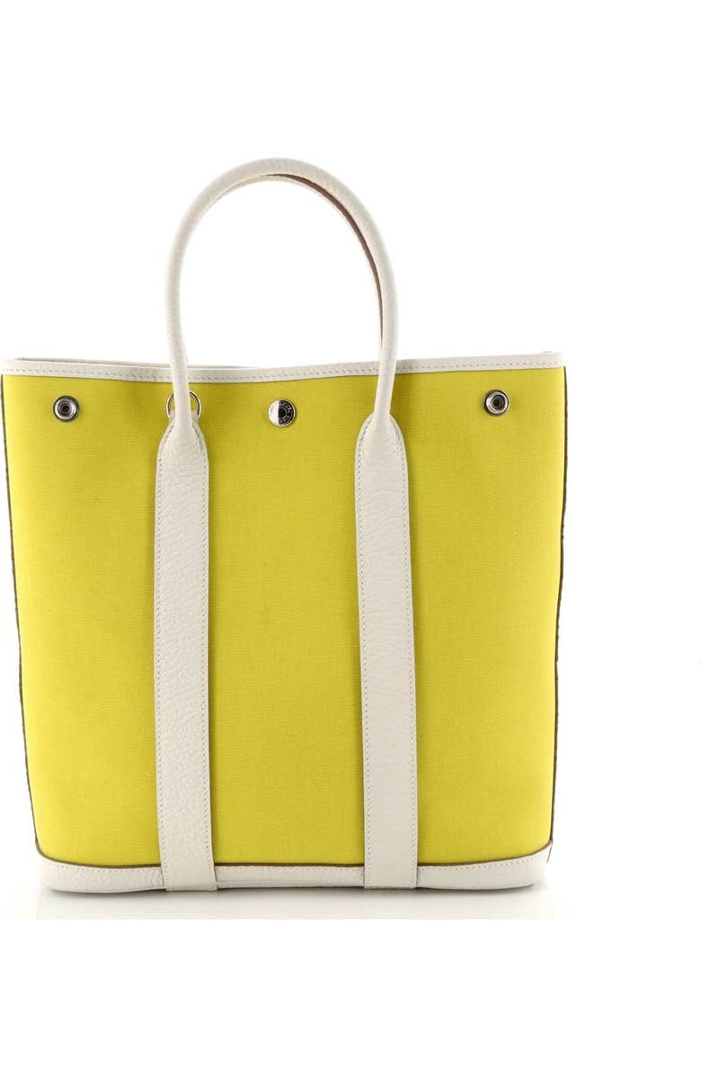 Pre-Owned Hermes Garden File Tote Toile and Leather 28, Alternate, color, Lime