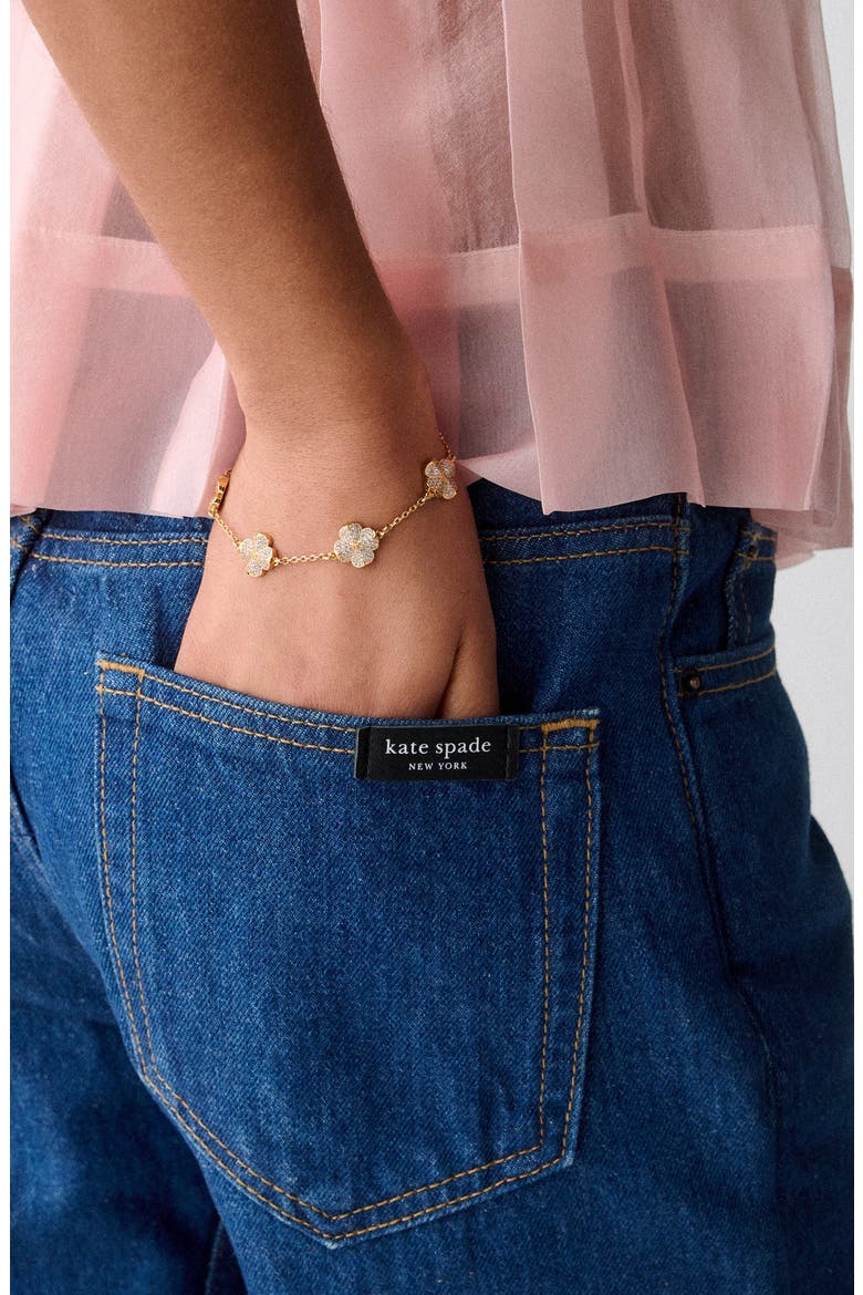 Pavé Scattered Clover Bracelet, Alternate, color, CLEAR/ GOLD