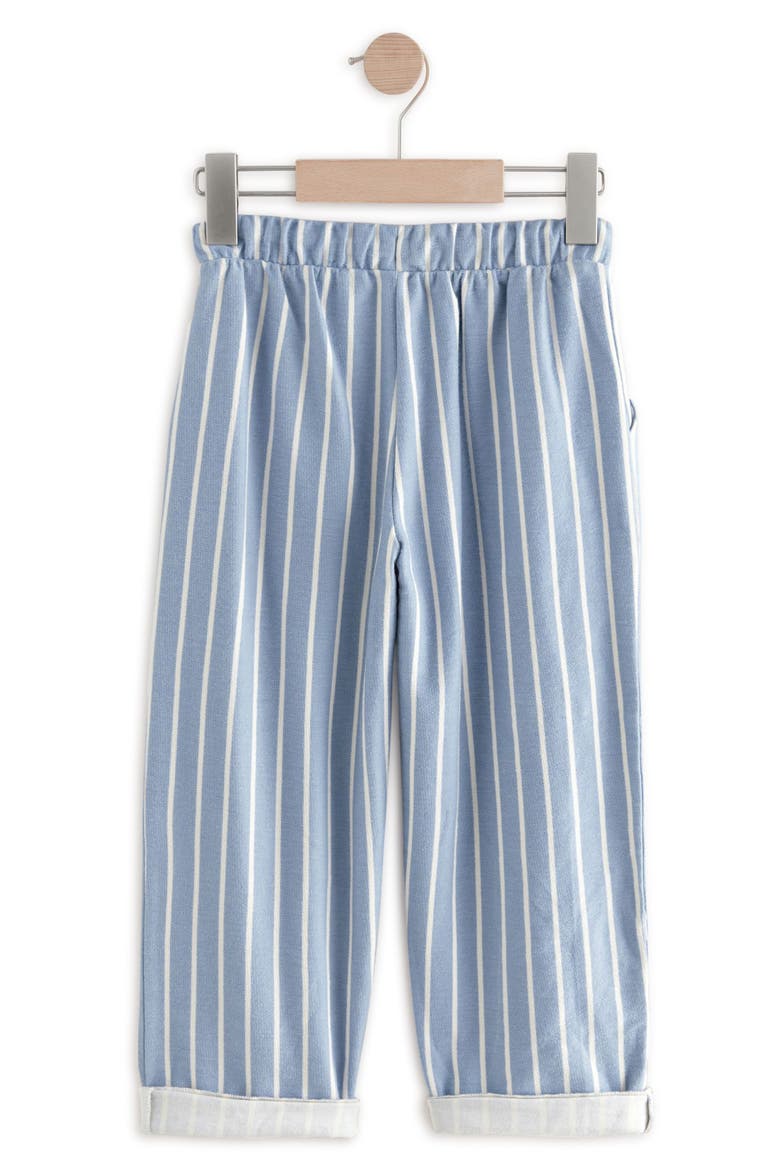 Kids' Stripe Cuffed Cotton Drawstring Pants, Alternate, color, BLUE