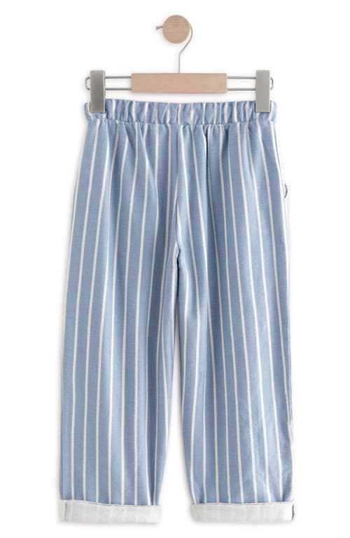Next Kids' Stripe Cuffed Cotton Drawstring Pants In Blue