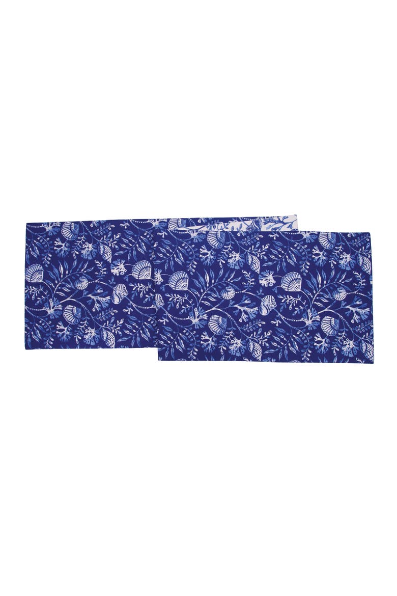 Blue Reef Reversible Tufted Machine Washable Table Runner 14" x 72", Alternate, color, Blue
