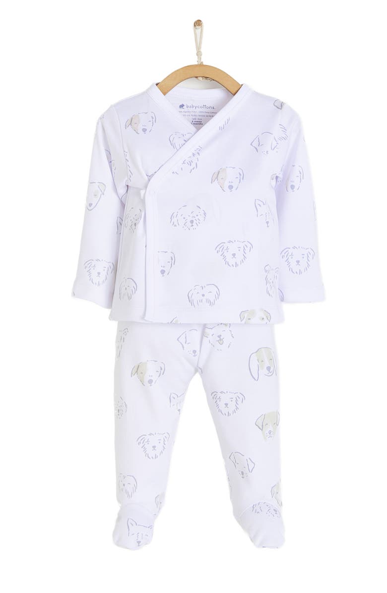 Babycottons Premium Peruvian Pima Cotton Paws Kimono & Pants Set for Infant, Main, color,