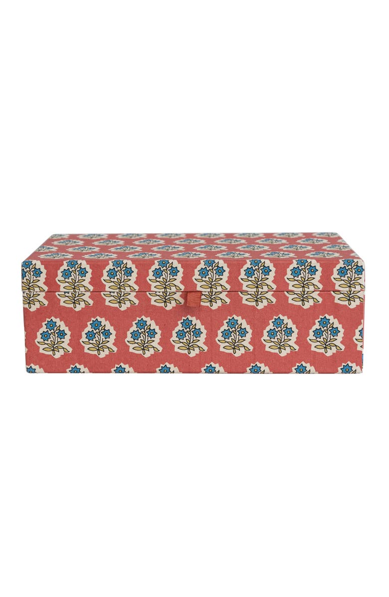 Storied Home Fabric Covered Jewelry Box with Floral Pattern and Interior Mirror, Multicolor, Main, color, Red