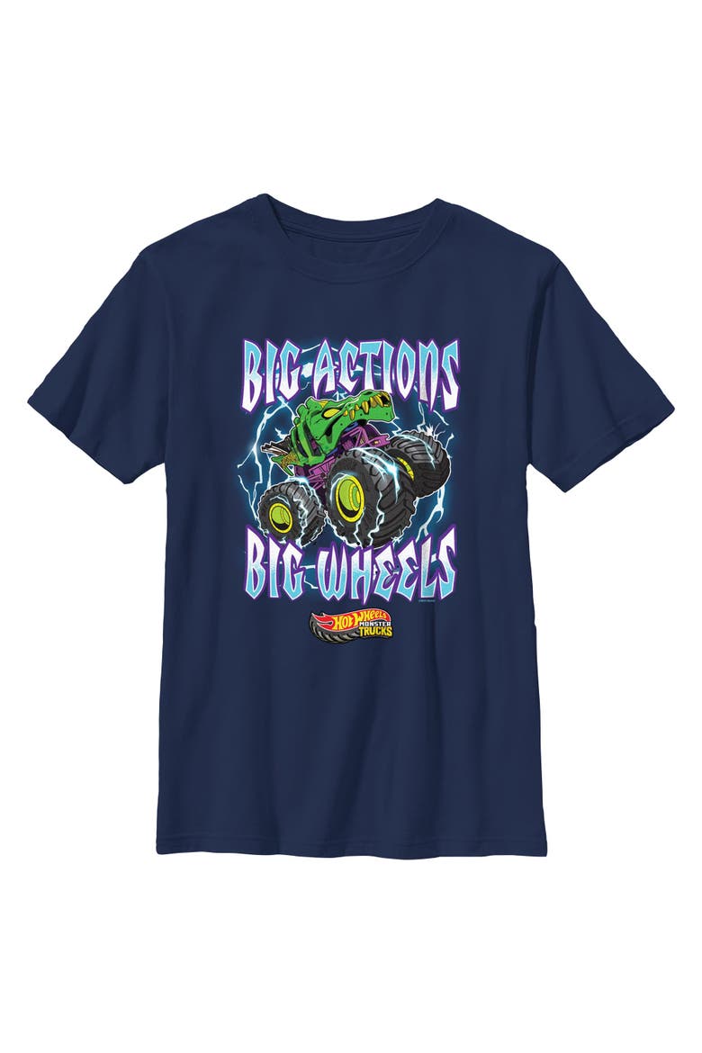 Boy's Hot Wheels Big Actions Big Wheels  Graphic T-Shirt, Main, color, Navy Blue