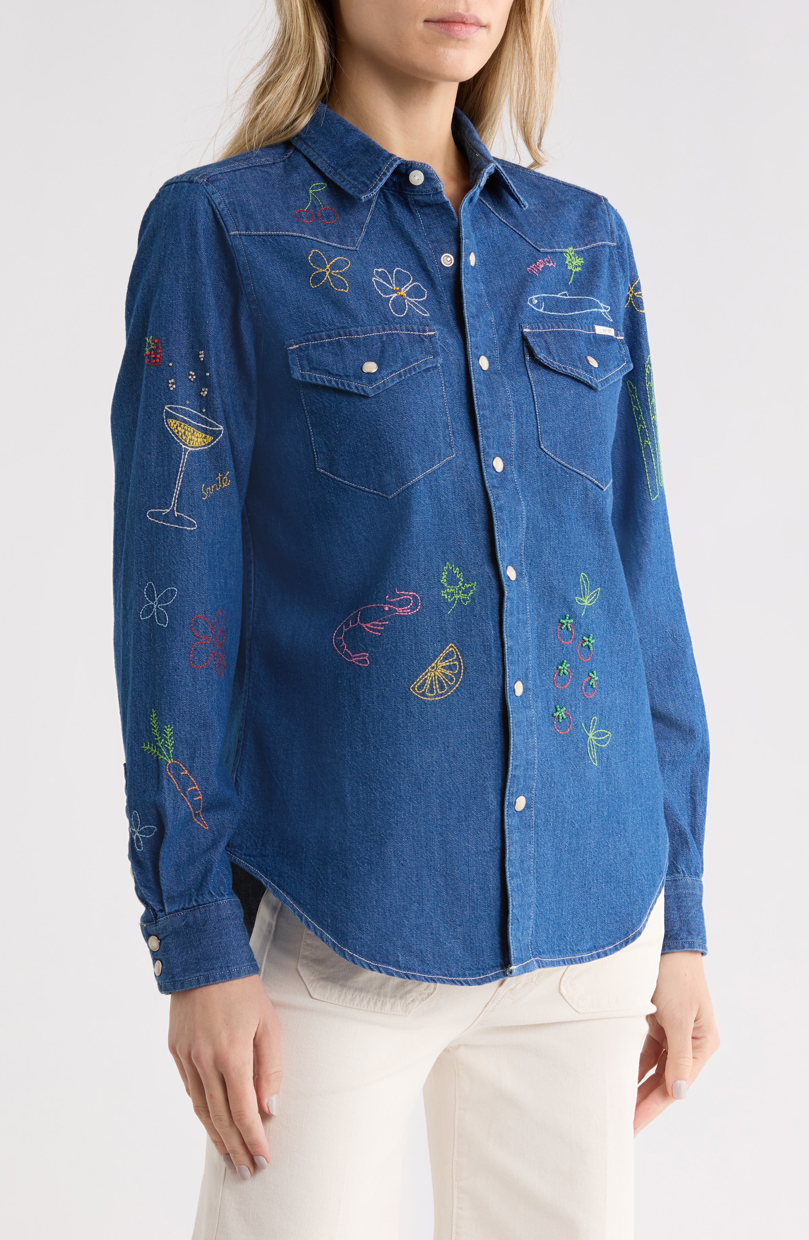 All My Exes Embroidered Denim Shirt