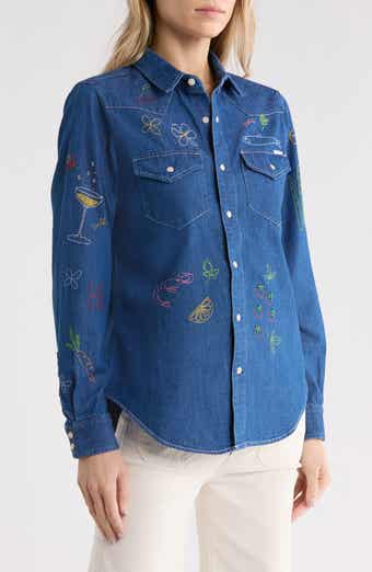 All My Exes Embroidered Denim Shirt