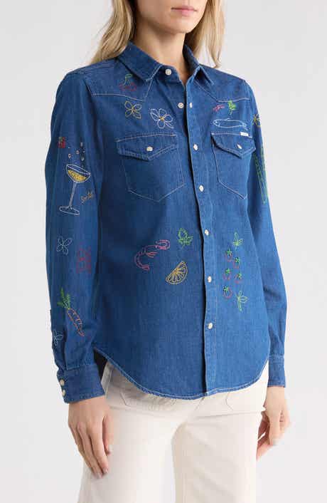 All My Exes Embroidered Denim Shirt