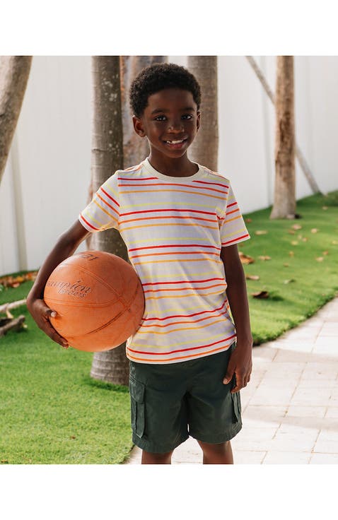 Boys Short Sleeve Stripe Crewneck Tee