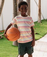 Lands' End Boys Short Sleeve Stripe Crewneck Tee