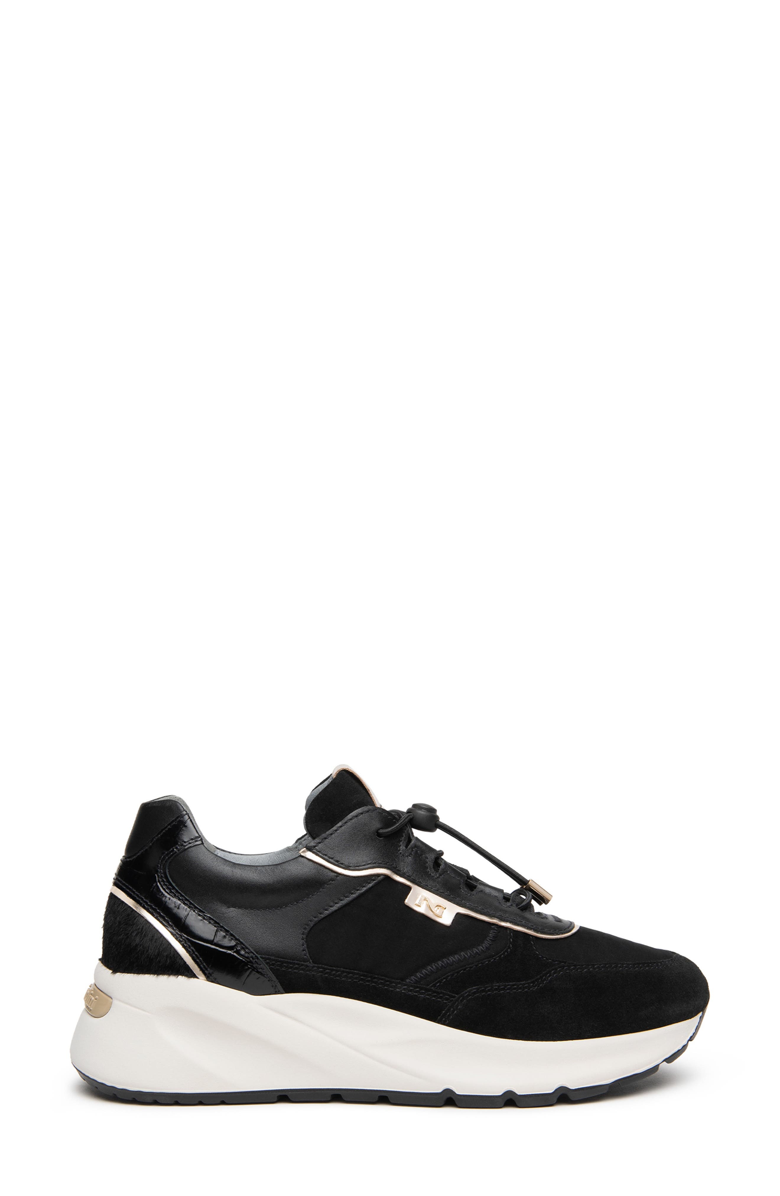 Bungee Leather Sneaker, Alternate, color, BLACK