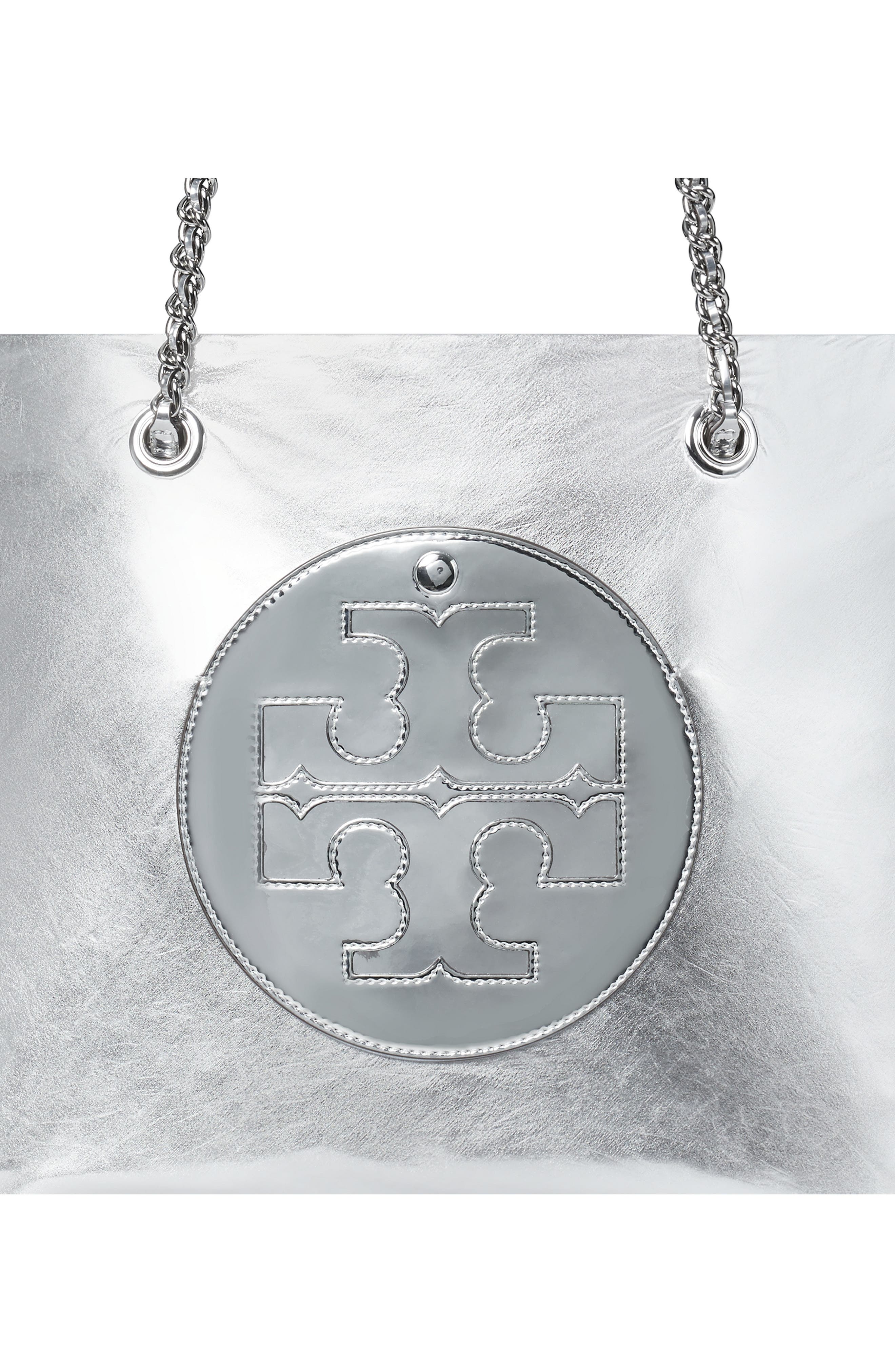 Tory Burch Ella Metallic Faux Leather Tote, Alternate, color, 