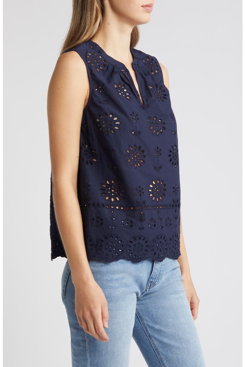 Sleeveless Eyelet Top, Alternate, color, NAVY BLAZER
