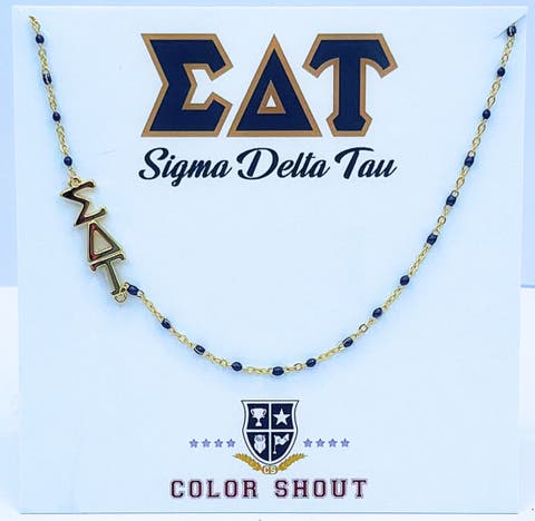 Sigma Delta Tau Greek Letter Side Set Necklace