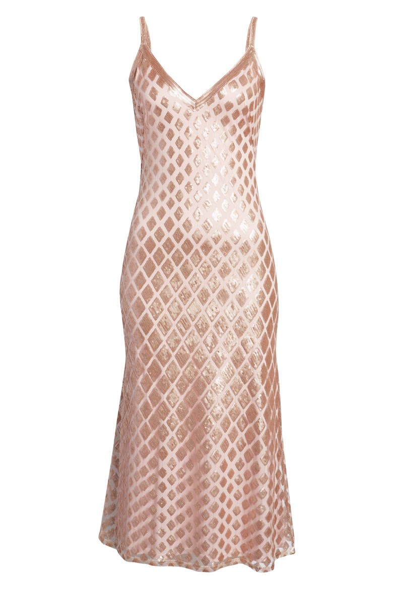 Diamond Sequins Midi Gown, Alternate, color, BLUSH
