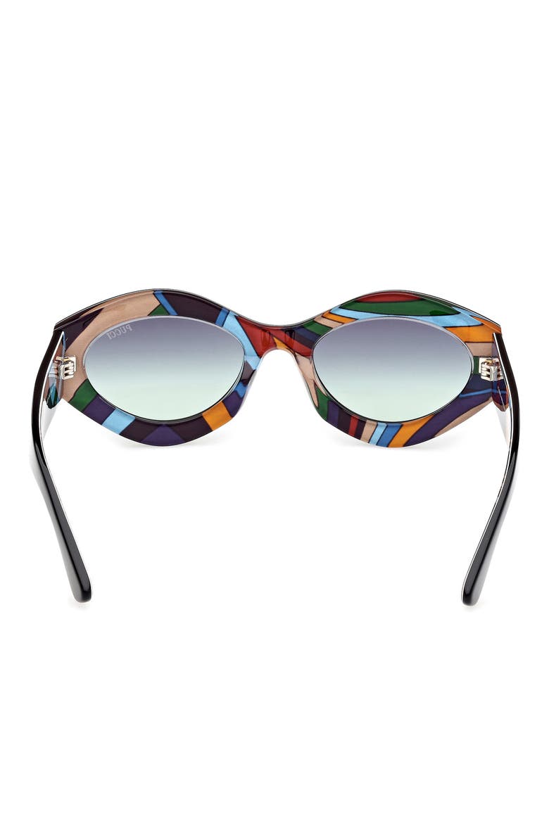 54mm Gradient Geometric Sunglasses, Alternate, color, BLACK PATTERN / GREEN SMOKE