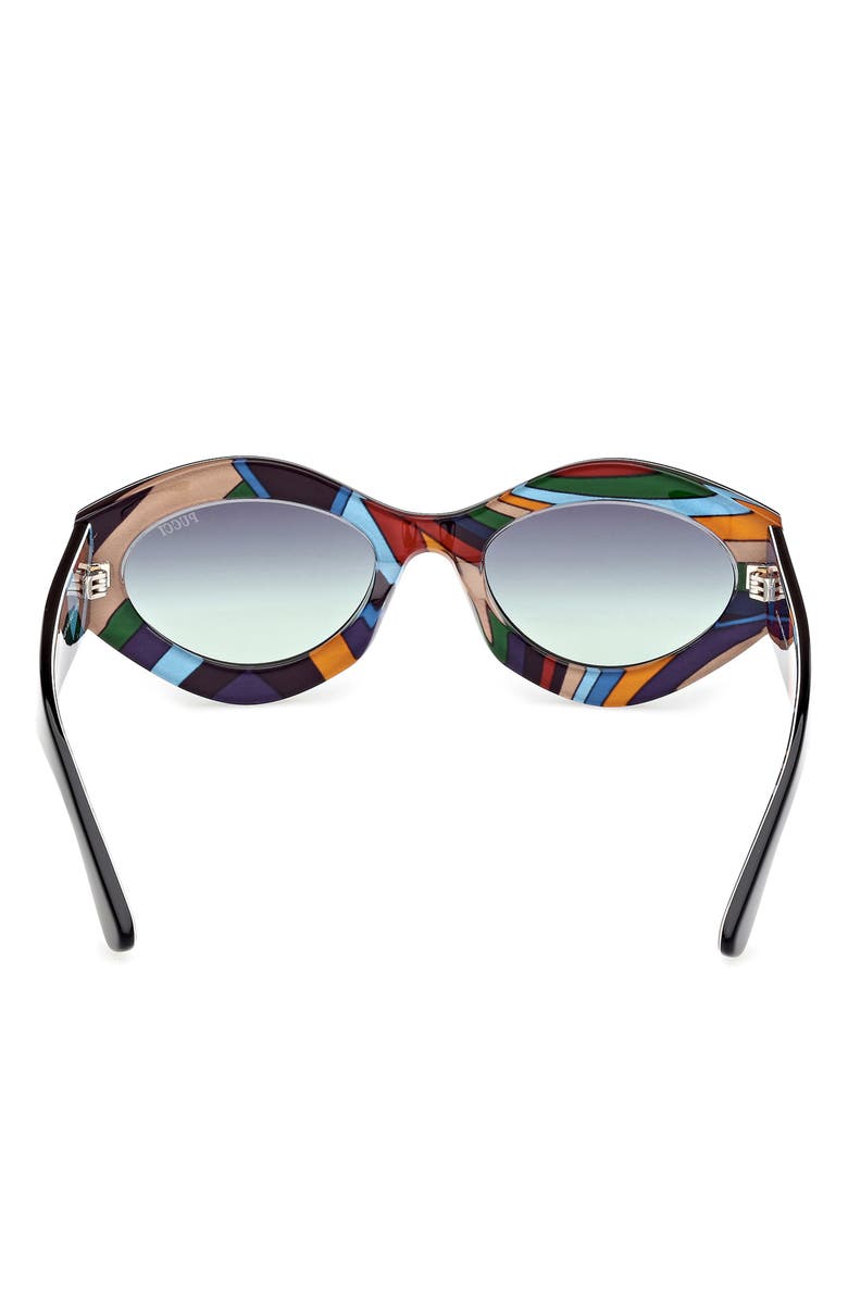 Emilio Pucci 54mm Gradient Geometric Sunglasses, Alternate, color, Black Pattern / Green Smoke