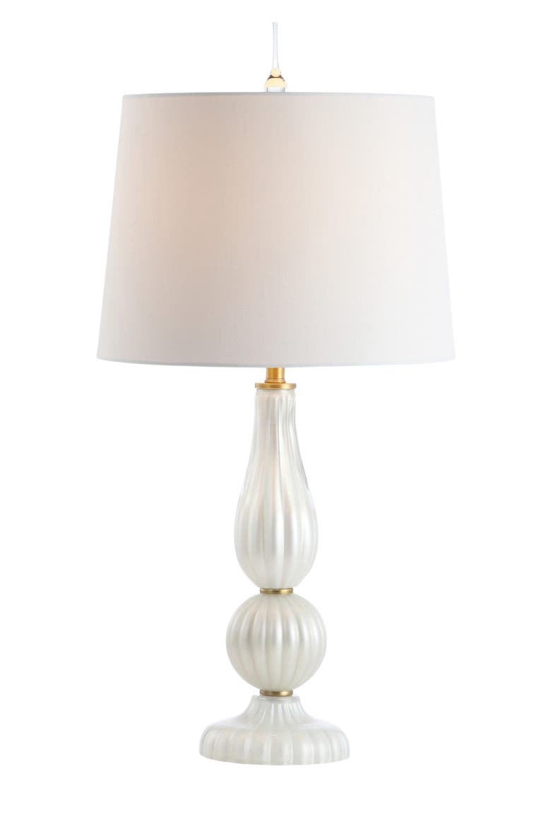 Maddie 28" Glass/Metal LED Table Lamp, Main, color, White Pearl