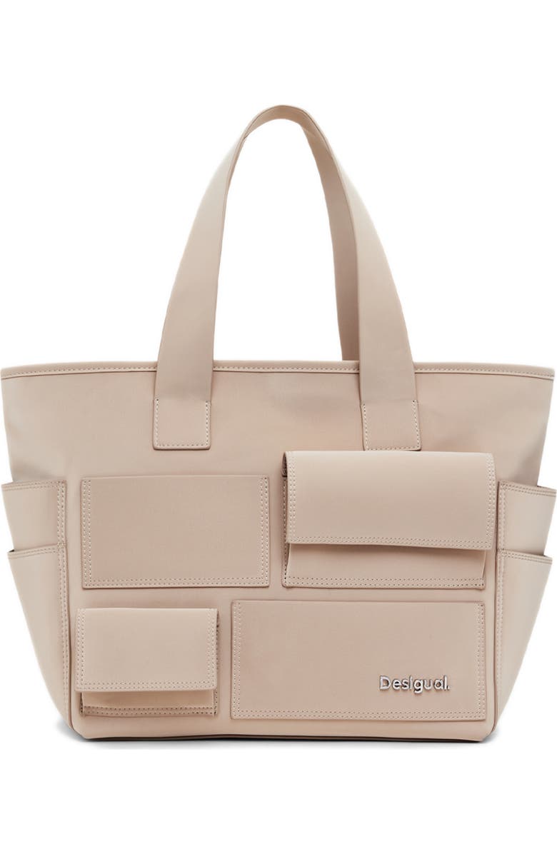 Desigual Multipocket Shopper, Main, color, Beige
