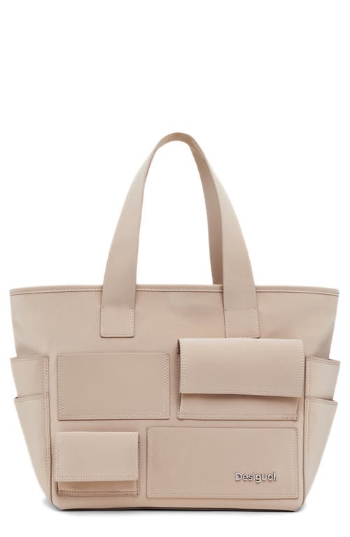 Desigual Multipocket Shopper In Beige