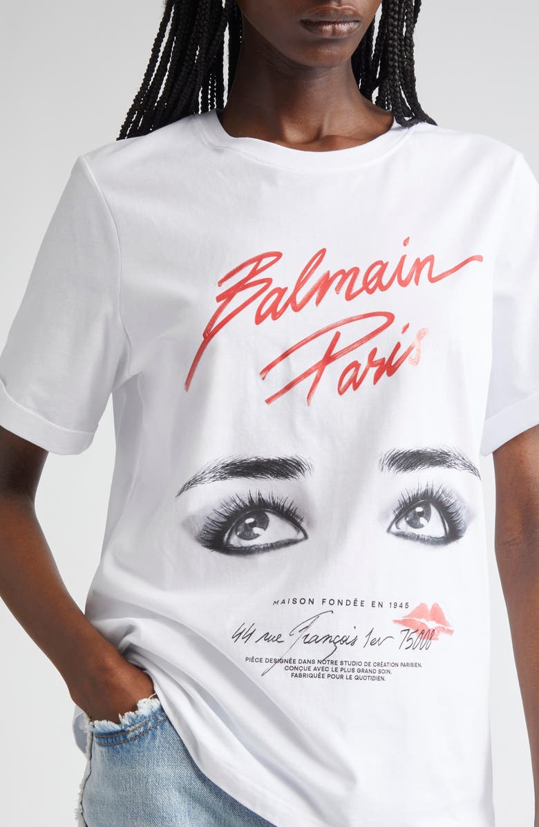 Balmain Beauty Graphic T-Shirt, Alternate, color, White/Black/Red