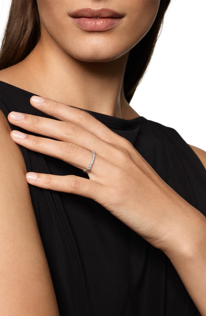 David Yurman Cable Collectibles<sup>®</sup> Stack Ring in Sterling Silver with Diamonds, 2mm, Alternate, color, Silver Pave