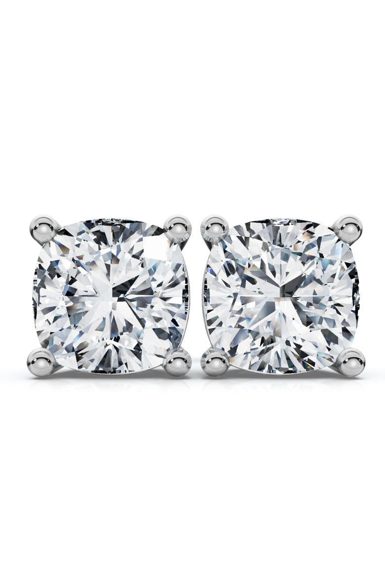 2Ct TW Cushion Diamond Studs 14k Gold Lab Grown, Main, color, 14k White Gold