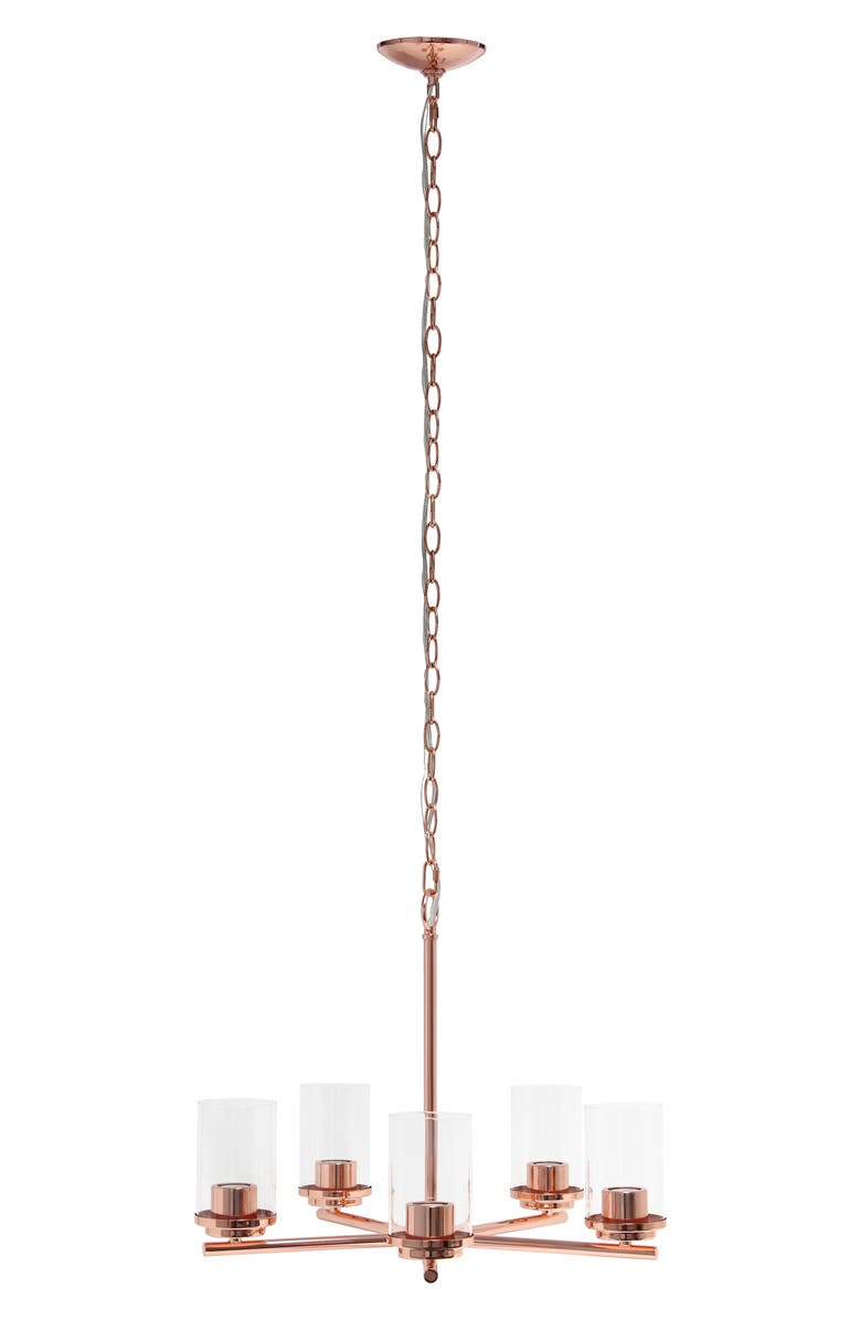 LALIA HOME Five Light Glass Shade Brushed Metal Pendant Light, Alternate, color,