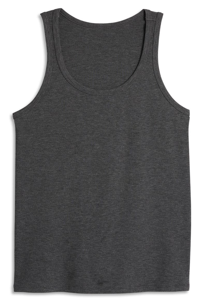 Power Rib Tank Top, Alternate, color, HEATHER GRAY