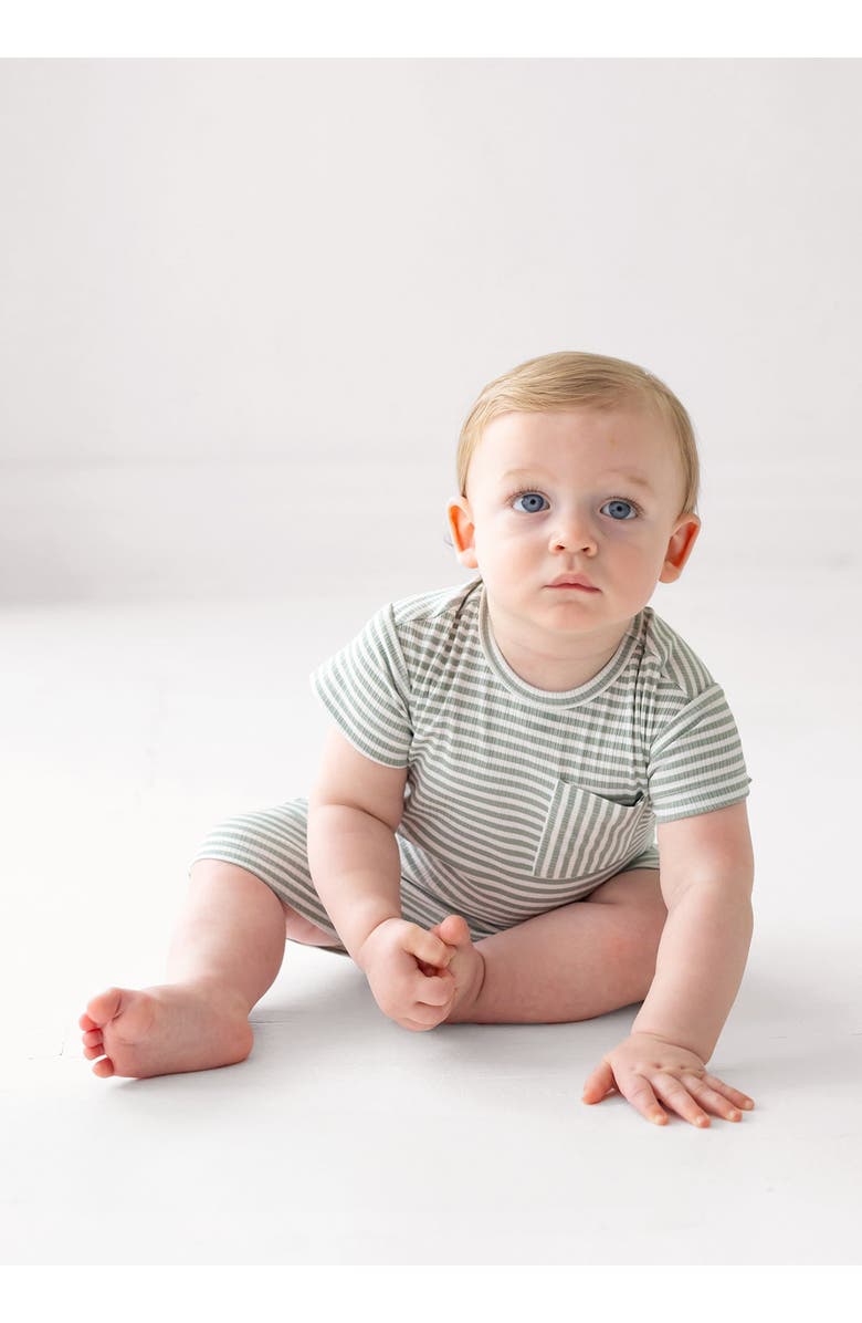 Beckett and Bear Frankie Short Sleeve Romper, Alternate, color, Green