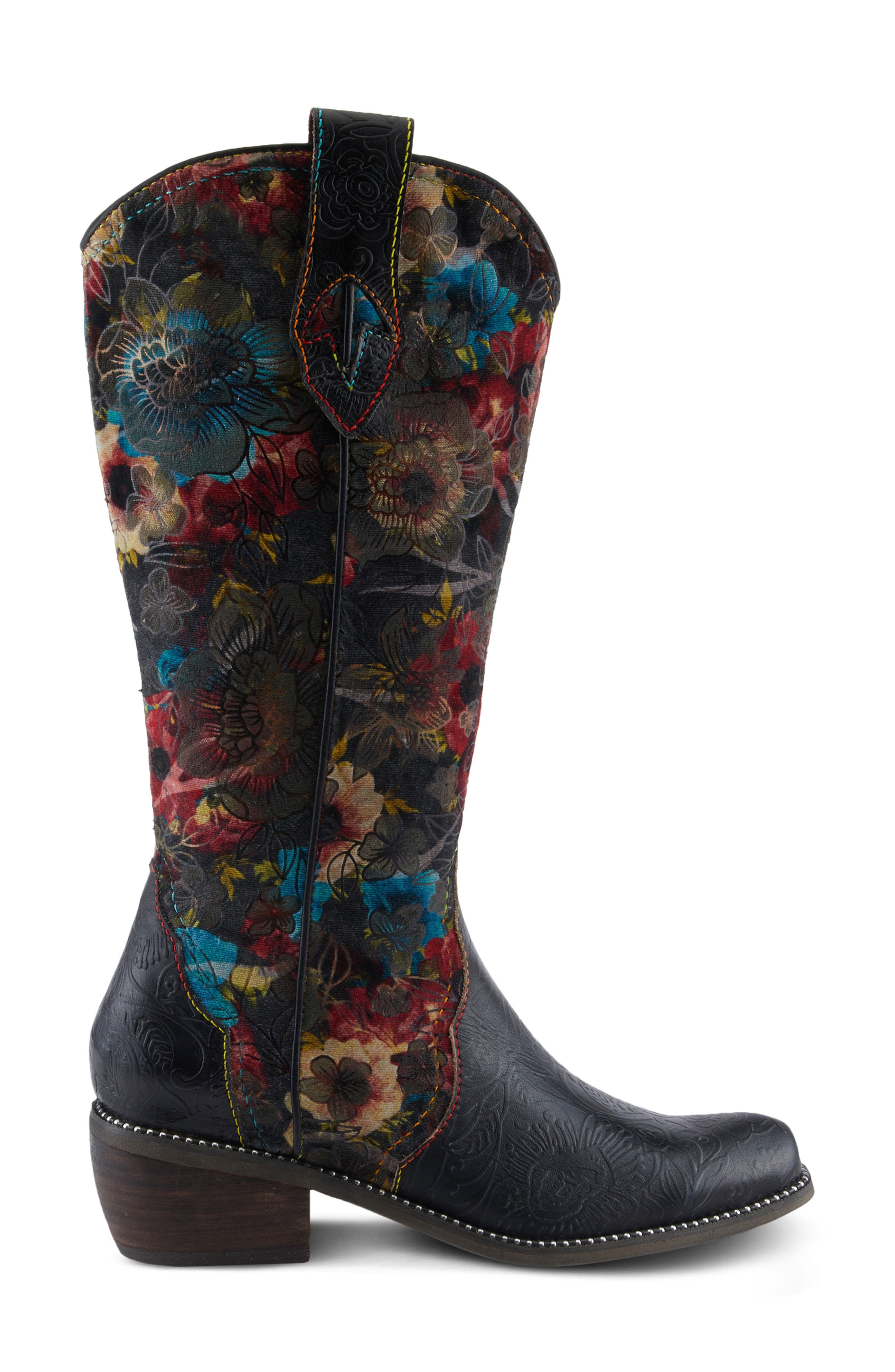 L'Artiste by Spring Step Rodeoqueen Knee High Western Boot, Alternate, color, Black Multi