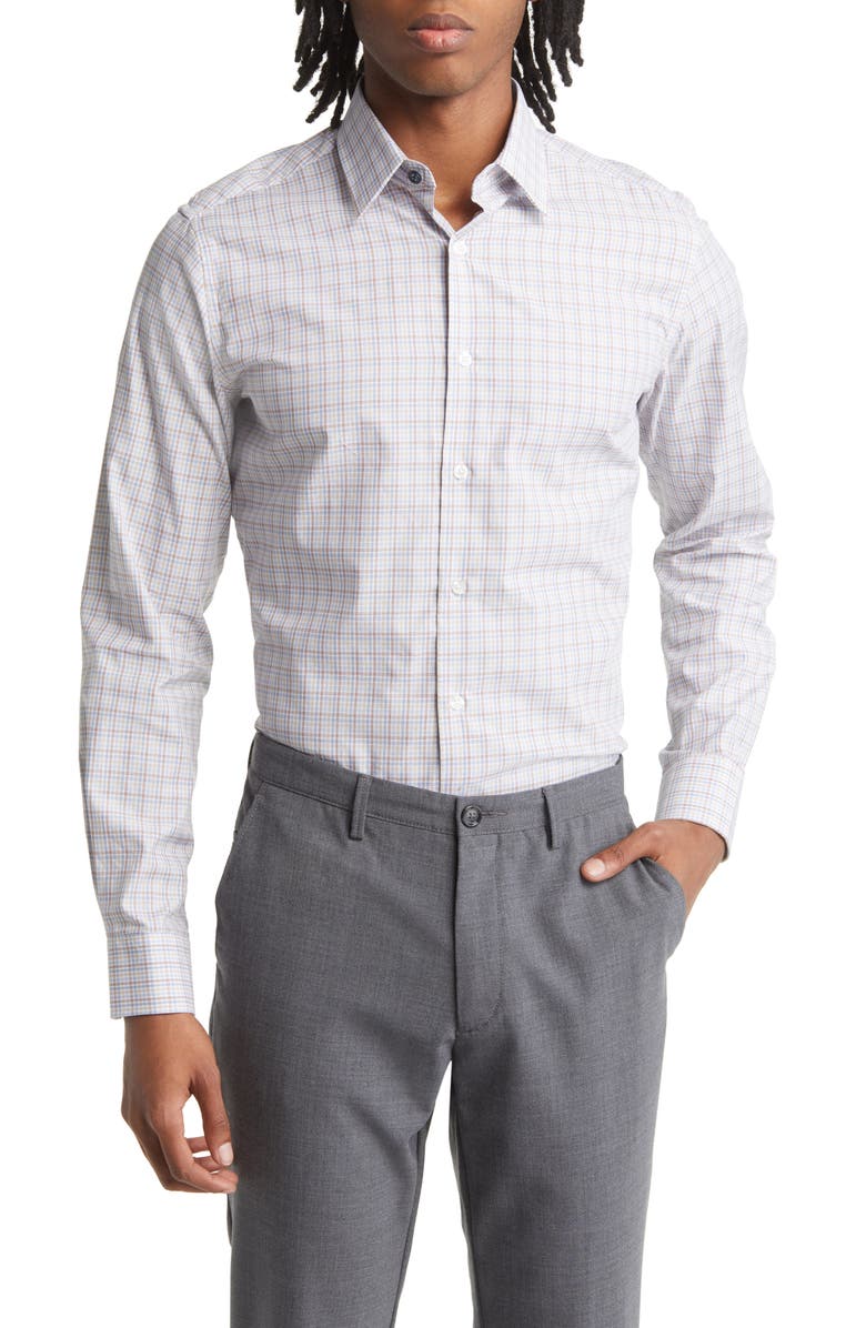 Duchamp Tailored Fit Plaid Dress Shirt, Main, color, 