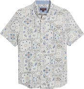 Johnston & Murphy Bandana Print Short Sleeve Button Down Shirt