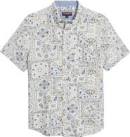 Johnston & Murphy Bandana Print Short Sleeve Button Down Shirt