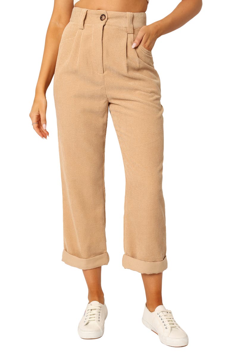 Petal & Pup Talaren Cuffed Corduroy Pants, Main, color, Beige