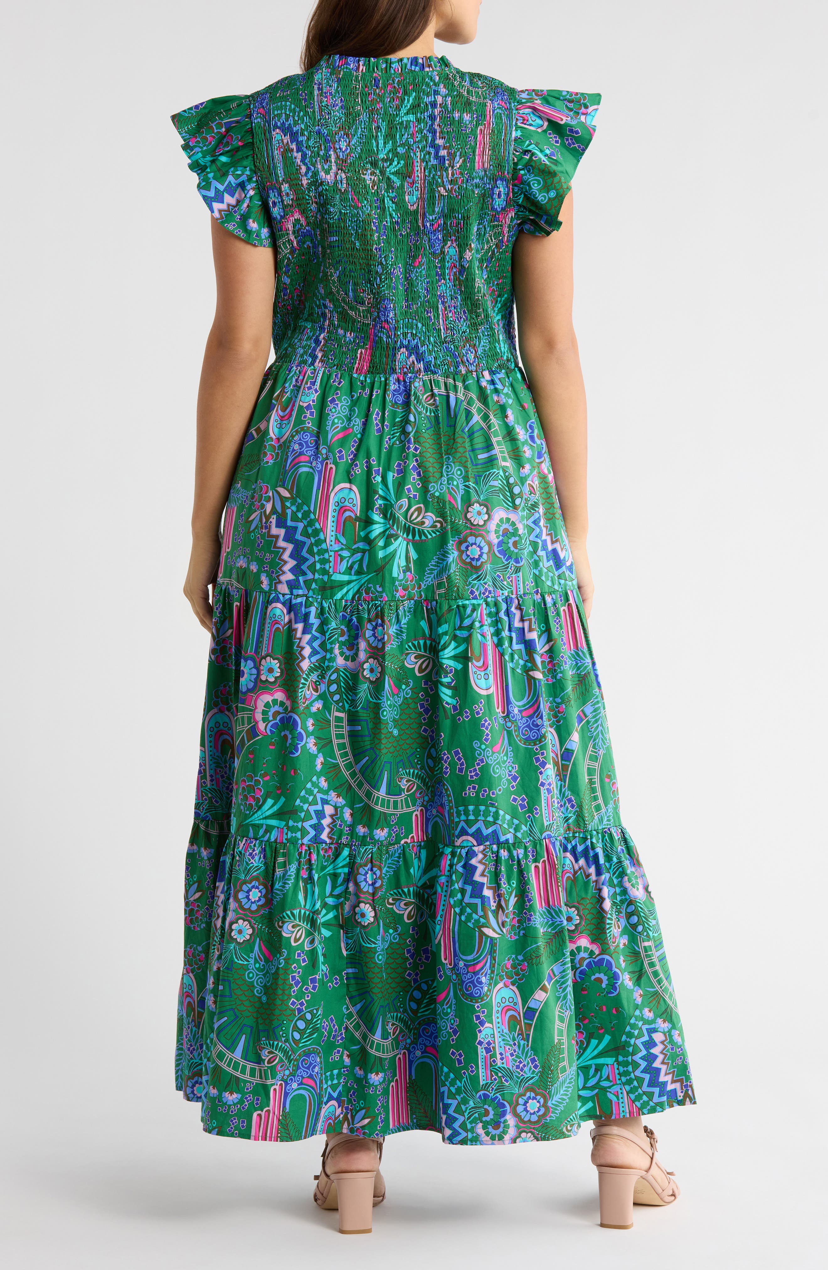 Vesper Geo Sunfire Print Maxi Dress - image 2